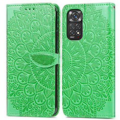 Leather Case Stands Fashionable Pattern Flip Cover Holder S04D for Xiaomi Redmi Note 11S 4G Green