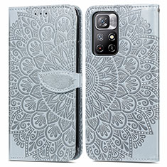 Leather Case Stands Fashionable Pattern Flip Cover Holder S04D for Xiaomi Redmi Note 11T 5G Gray