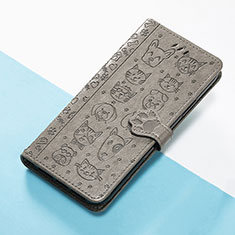 Leather Case Stands Fashionable Pattern Flip Cover Holder S05D for Huawei Enjoy 50 Gray