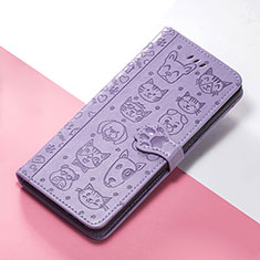 Leather Case Stands Fashionable Pattern Flip Cover Holder S05D for Huawei Honor 60 SE 5G Purple