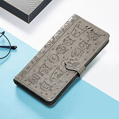 Leather Case Stands Fashionable Pattern Flip Cover Holder S05D for Huawei Honor 80 Pro Flat 5G Gray