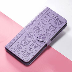 Leather Case Stands Fashionable Pattern Flip Cover Holder S05D for Huawei Honor Magic3 5G Purple