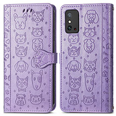 Leather Case Stands Fashionable Pattern Flip Cover Holder S05D for Huawei Honor X10 Max 5G Purple