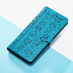 Leather Case Stands Fashionable Pattern Flip Cover Holder S05D for Huawei P50 Blue