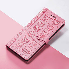 Leather Case Stands Fashionable Pattern Flip Cover Holder S05D for Huawei P50 Pink