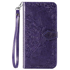 Leather Case Stands Fashionable Pattern Flip Cover Holder S05D for Samsung Galaxy A11 Purple