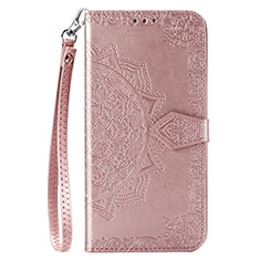 Leather Case Stands Fashionable Pattern Flip Cover Holder S05D for Samsung Galaxy A11 Rose Gold