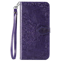 Leather Case Stands Fashionable Pattern Flip Cover Holder S05D for Samsung Galaxy M11 Purple