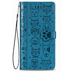 Leather Case Stands Fashionable Pattern Flip Cover Holder S05D for Samsung Galaxy S22 5G Blue