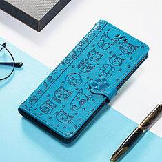 Leather Case Stands Fashionable Pattern Flip Cover Holder S05D for Xiaomi Poco C55 Blue