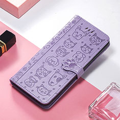 Leather Case Stands Fashionable Pattern Flip Cover Holder S05D for Xiaomi Poco C55 Purple