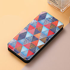 Leather Case Stands Fashionable Pattern Flip Cover Holder S06D for Google Pixel 5a 5G Brown