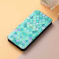 Leather Case Stands Fashionable Pattern Flip Cover Holder S06D for Google Pixel 5a 5G Green