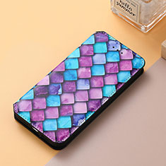 Leather Case Stands Fashionable Pattern Flip Cover Holder S06D for Google Pixel 5a 5G Purple