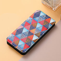 Leather Case Stands Fashionable Pattern Flip Cover Holder S06D for Google Pixel 6 Pro 5G Brown