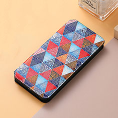 Leather Case Stands Fashionable Pattern Flip Cover Holder S06D for Huawei Enjoy 50 Pro Brown