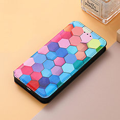 Leather Case Stands Fashionable Pattern Flip Cover Holder S06D for Huawei Enjoy 50 Pro Colorful