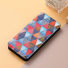 Leather Case Stands Fashionable Pattern Flip Cover Holder S06D for Huawei Honor 50 5G Brown