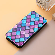 Leather Case Stands Fashionable Pattern Flip Cover Holder S06D for Huawei Honor 50 5G Purple