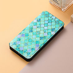 Leather Case Stands Fashionable Pattern Flip Cover Holder S06D for Huawei Honor 60 5G Green