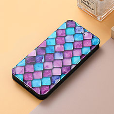 Leather Case Stands Fashionable Pattern Flip Cover Holder S06D for Huawei Honor 60 5G Purple