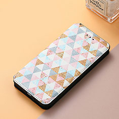 Leather Case Stands Fashionable Pattern Flip Cover Holder S06D for Huawei Honor 60 SE 5G White