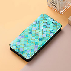 Leather Case Stands Fashionable Pattern Flip Cover Holder S06D for Huawei Honor 70 5G Green