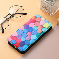 Leather Case Stands Fashionable Pattern Flip Cover Holder S06D for Huawei Honor 80 5G Colorful