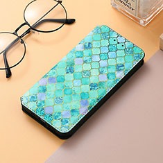 Leather Case Stands Fashionable Pattern Flip Cover Holder S06D for Huawei Honor 80 5G Green