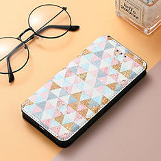 Leather Case Stands Fashionable Pattern Flip Cover Holder S06D for Huawei Honor 80 5G White