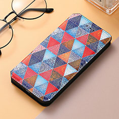 Leather Case Stands Fashionable Pattern Flip Cover Holder S06D for Huawei Honor 80 Pro Flat 5G Brown