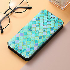 Leather Case Stands Fashionable Pattern Flip Cover Holder S06D for Huawei Honor 80 SE 5G Green