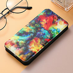 Leather Case Stands Fashionable Pattern Flip Cover Holder S06D for Huawei Honor 80 SE 5G Mixed