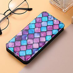 Leather Case Stands Fashionable Pattern Flip Cover Holder S06D for Huawei Honor 80 SE 5G Purple