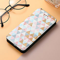 Leather Case Stands Fashionable Pattern Flip Cover Holder S06D for Huawei Honor 80 SE 5G White