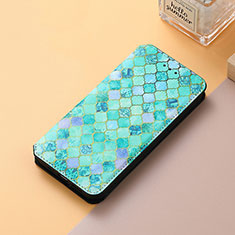 Leather Case Stands Fashionable Pattern Flip Cover Holder S06D for Huawei Honor Magic3 Pro 5G Green