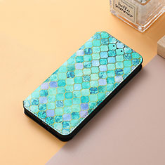 Leather Case Stands Fashionable Pattern Flip Cover Holder S06D for Huawei Honor X30i Green