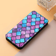 Leather Case Stands Fashionable Pattern Flip Cover Holder S06D for Huawei Honor X30i Purple