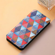 Leather Case Stands Fashionable Pattern Flip Cover Holder S06D for Huawei Nova Y70 Brown