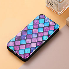 Leather Case Stands Fashionable Pattern Flip Cover Holder S06D for Huawei Nova Y70 Plus Purple