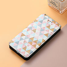 Leather Case Stands Fashionable Pattern Flip Cover Holder S06D for Huawei Nova Y70 Plus White