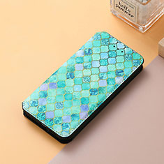 Leather Case Stands Fashionable Pattern Flip Cover Holder S06D for Huawei Nova Y90 Green