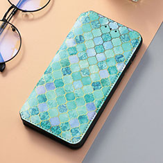 Leather Case Stands Fashionable Pattern Flip Cover Holder S06D for Samsung Galaxy S22 Plus 5G Green