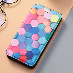 Leather Case Stands Fashionable Pattern Flip Cover Holder S06D for Samsung Galaxy S24 Plus 5G Blue