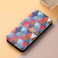 Leather Case Stands Fashionable Pattern Flip Cover Holder S06D for Sharp Aquos wish3 Brown