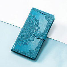 Leather Case Stands Fashionable Pattern Flip Cover Holder S07D for Huawei Enjoy 50 Pro Blue