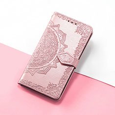 Leather Case Stands Fashionable Pattern Flip Cover Holder S07D for Huawei Enjoy 50 Pro Rose Gold