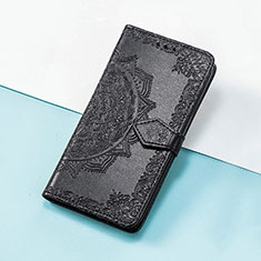 Leather Case Stands Fashionable Pattern Flip Cover Holder S07D for Huawei Honor 50 SE 5G Black