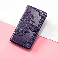 Leather Case Stands Fashionable Pattern Flip Cover Holder S07D for Huawei Honor 50 SE 5G Purple