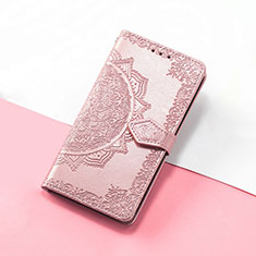 Leather Case Stands Fashionable Pattern Flip Cover Holder S07D for Huawei Honor 50 SE 5G Rose Gold